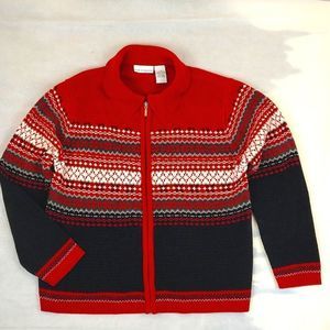 Croft & Barrow Fair Isle/ Nordic cardigan zip-up sweater size large